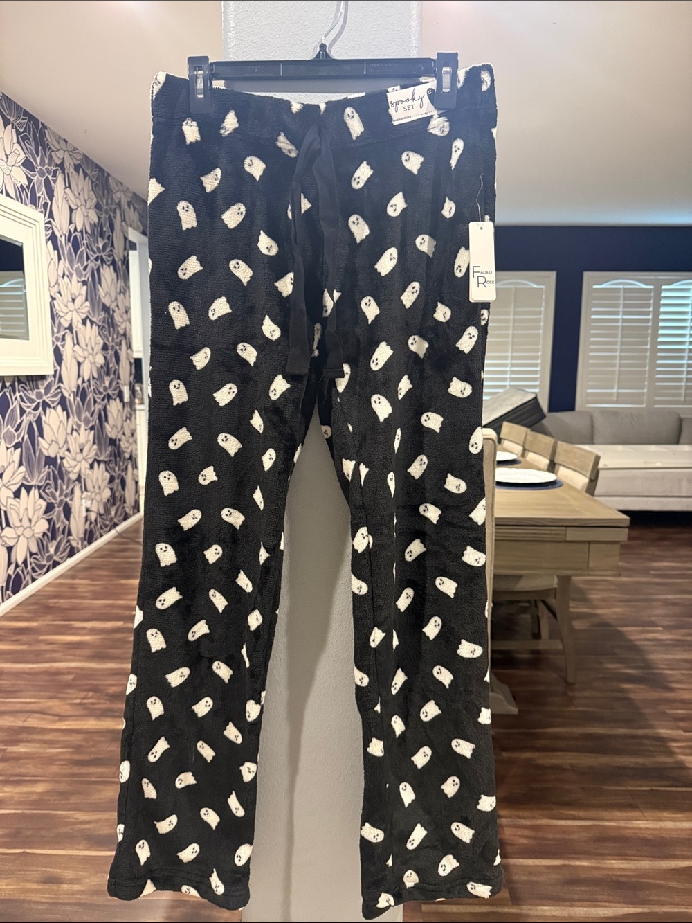 Cozy Black Ghost-Print Women's Pajama Pants